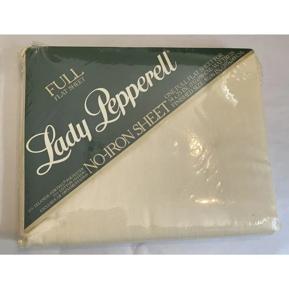 NIP Vintage Lady Pepperell Off White Full‎ Flat Sheet + Morgan Jones Pillowcases